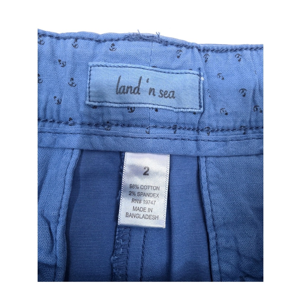 Land 'n Sea Washed Blue Chino Twill Shorts Frayed Hem Size 2 3.5" - Picture 4 of 7